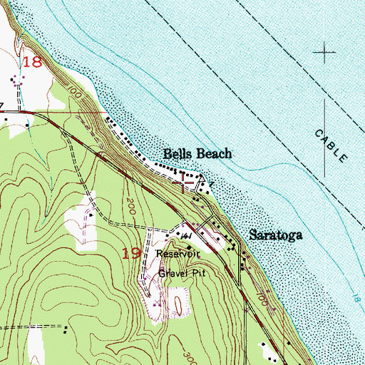 Topographic Map of Bells Beach, WA