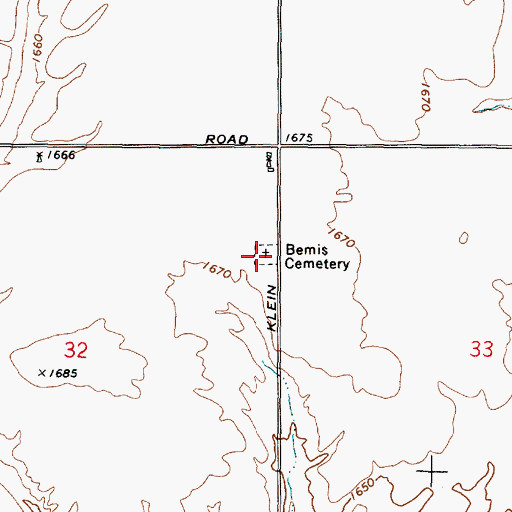 Topographic Map of Bemis Cemetery, WA