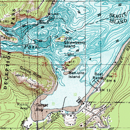 Topographic Map of Ben Ure Island, WA