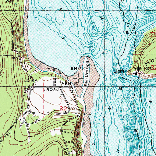 Topographic Map of Ben Ure Spit, WA