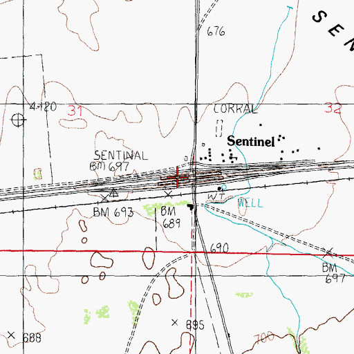 Topographic Map of Sentinel Interchange, AZ