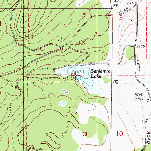 Topographic Map of Benjamin Lake, WA