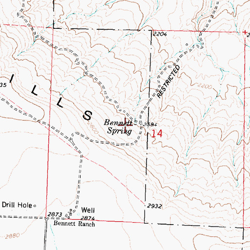 Topographic Map of Bennett Spring, WA