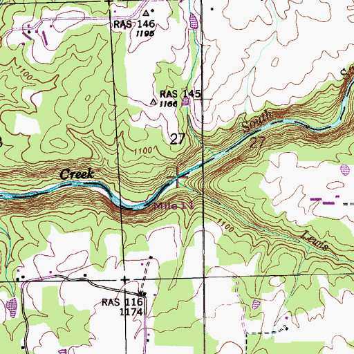 Topographic Map of Lewis Branch, AL