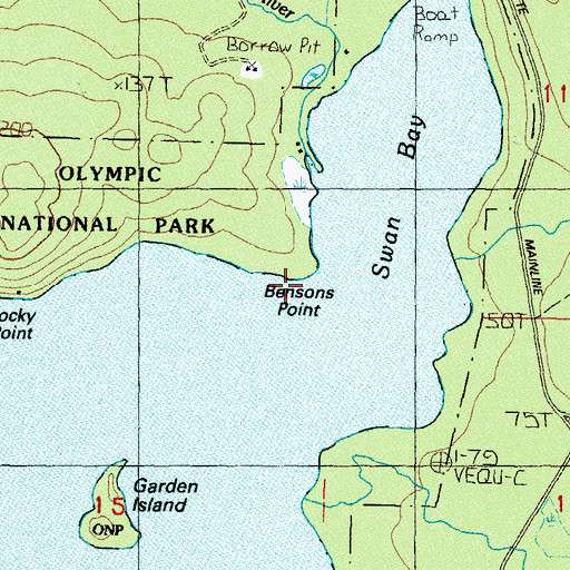Topographic Map of Bensons Point, WA