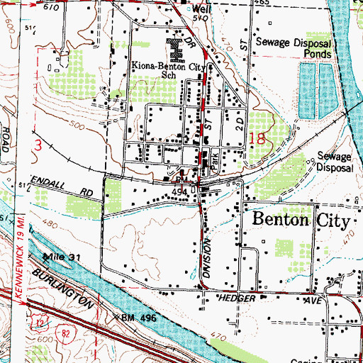 Topographic Map of Benton City, WA