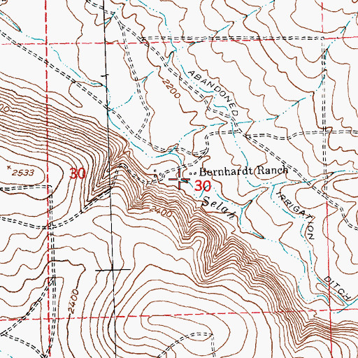 Topographic Map of Bernhardt Ranch, WA