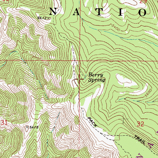 Topographic Map of Berry Spring, WA
