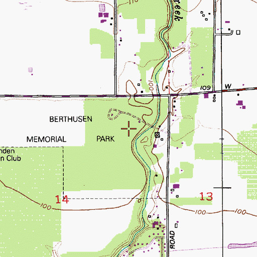 Topographic Map of Berthusen Memorial Park, WA