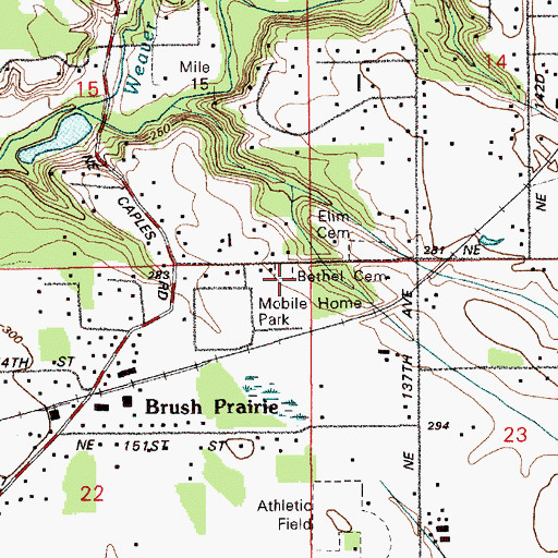 Topographic Map of Bethel Cemetery, WA