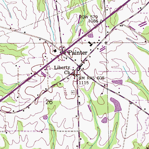 Topographic Map of Liberty Church, AL