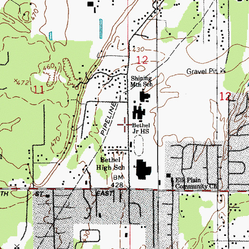 Topographic Map of Bethel Junior High School, WA