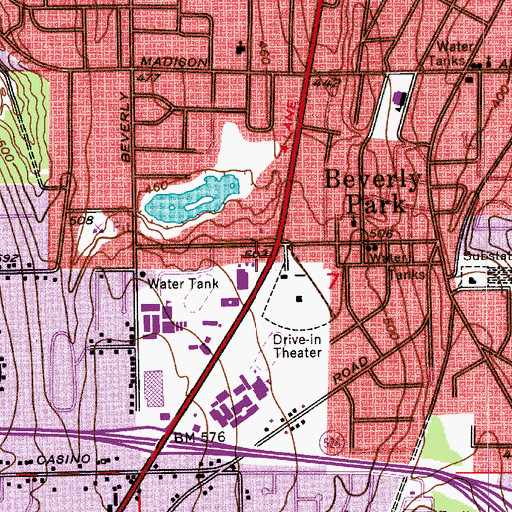 Topographic Map of Beverly Park, WA