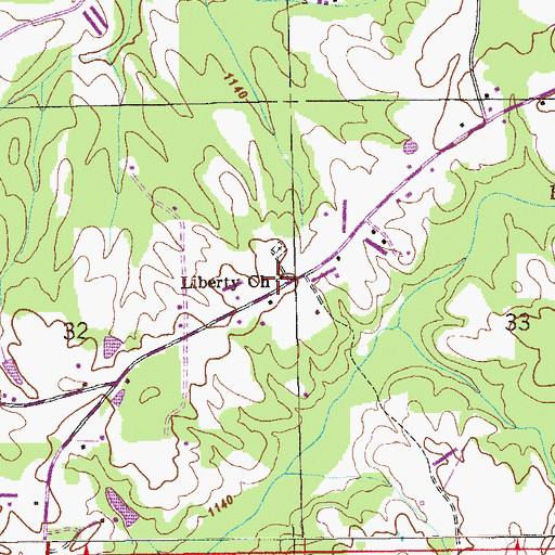 Topographic Map of Liberty Church, AL