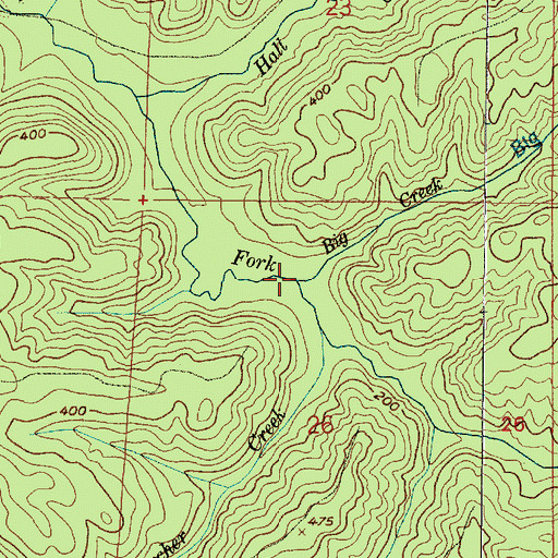 Topographic Map of Big Creek, WA
