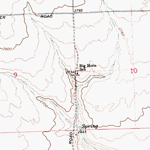 Topographic Map of Big Horn School, WA