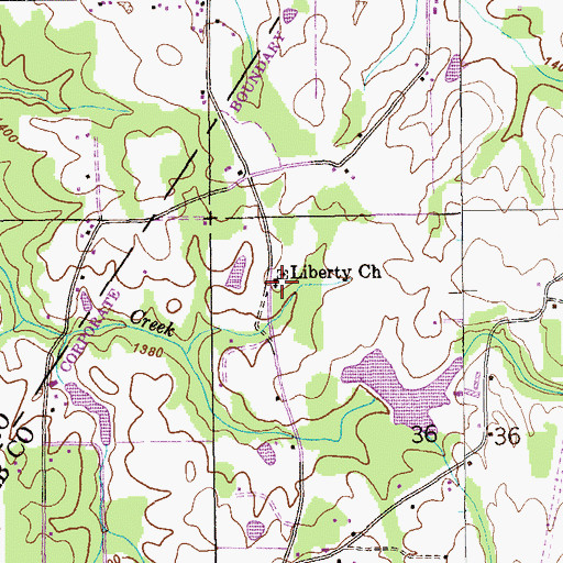 Topographic Map of Liberty Church, AL