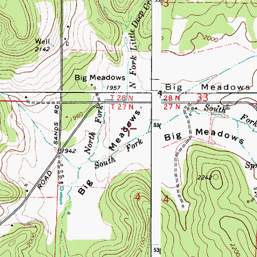 Topographic Map of Big Meadows, WA