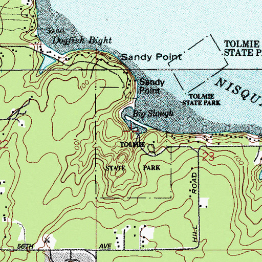 Topographic Map of Big Slough, WA