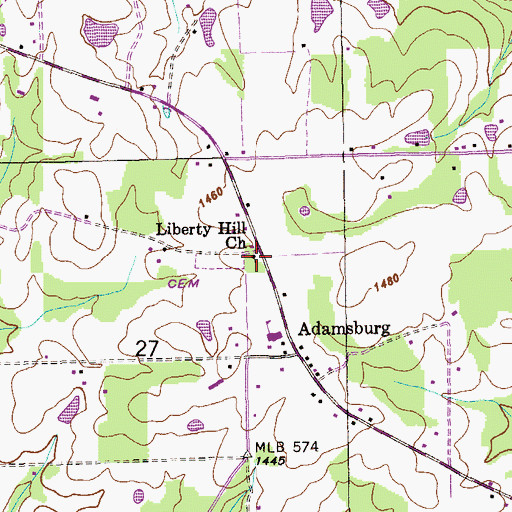 Topographic Map of Liberty Hill Church, AL