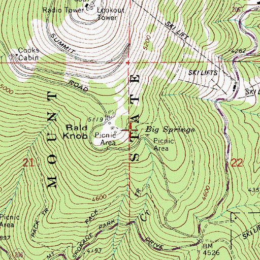 Topographic Map of Big Springs, WA