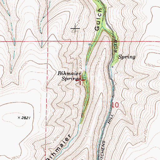 Topographic Map of Bihmaier Springs, WA