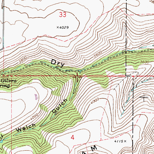 Topographic Map of Bill Welch Gulch, WA