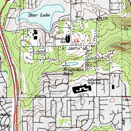 Topographic Map of Bingaman Pond, WA