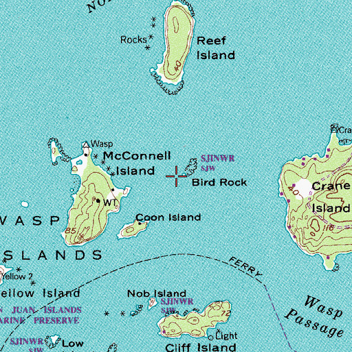 Topographic Map of Bird Rock, WA