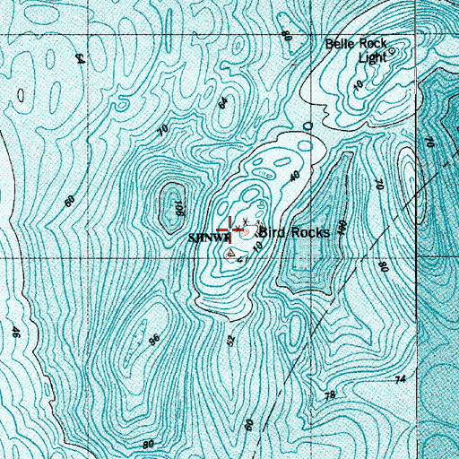 Topographic Map of Bird Rocks, WA