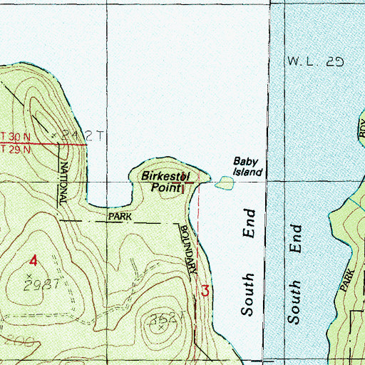 Topographic Map of Birkestol Point, WA
