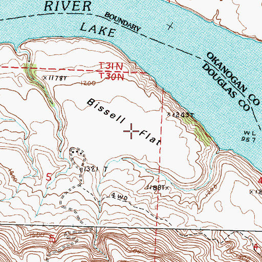 Topographic Map of Bissell Flat, WA