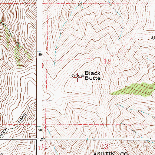 Topographic Map of Black Butte, WA