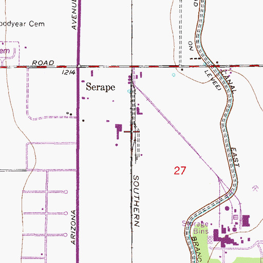 Topographic Map of Serape Railroad Station, AZ