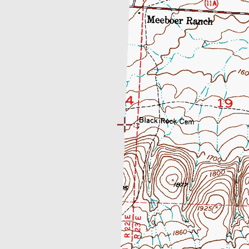 Topographic Map of Black Rock Cemetery, WA