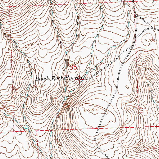 Topographic Map of Black Rock Spring, WA