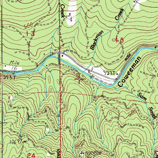 Topographic Map of Blackman Creek, WA