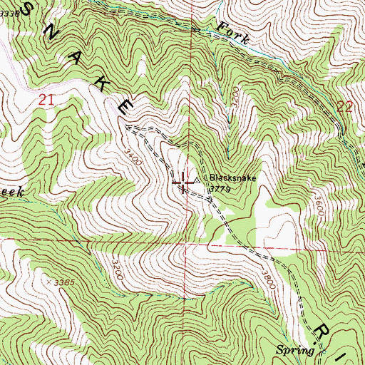 Topographic Map of Blacksnake Ridge, WA