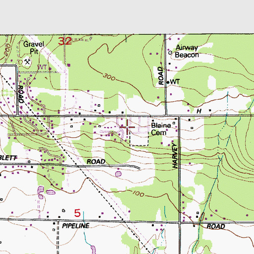 Topographic Map of Blaine Cemetery, WA