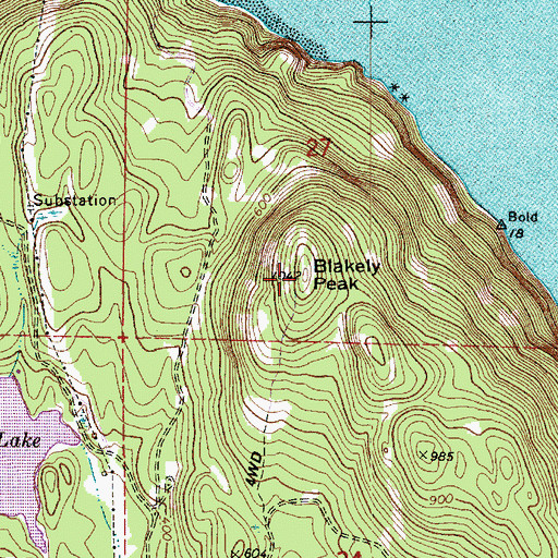Topographic Map of Blakely Peak, WA