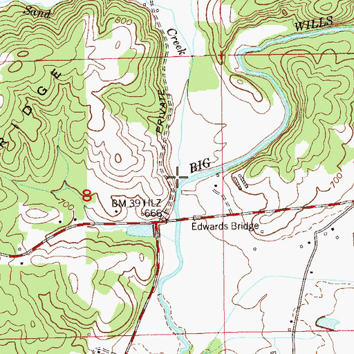 Topographic Map of Little Sand Valley Creek, AL