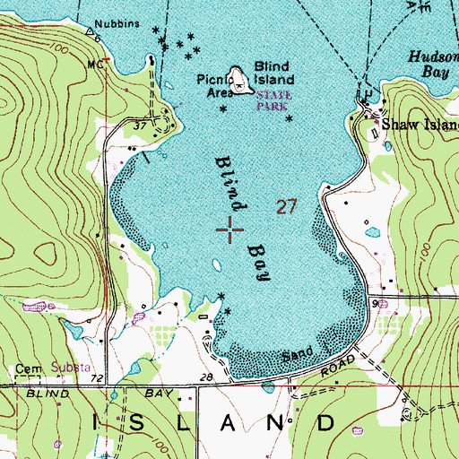 Topographic Map of Blind Bay, WA