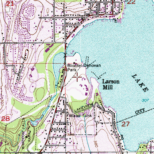 Topographic Map of Bloede Donovan Park, WA