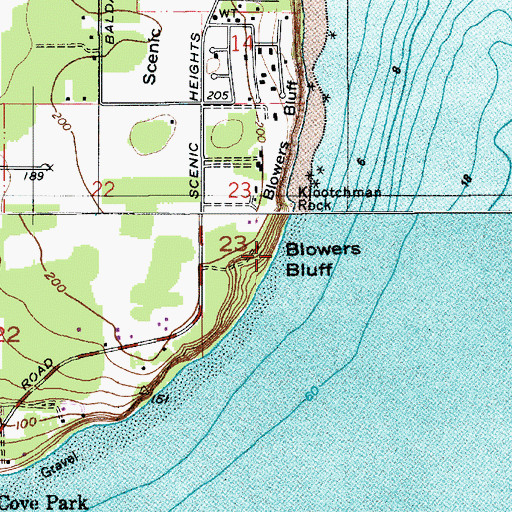Topographic Map of Blowers Bluff, WA