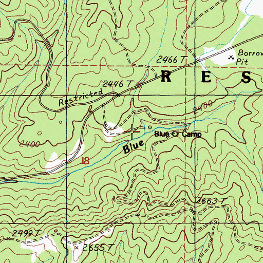 Topographic Map of Blue Creek Camp, WA