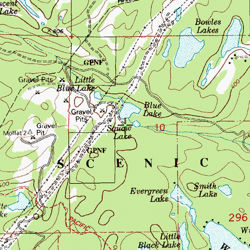 Topographic Map of Blue Lakes, WA