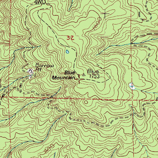 Topographic Map of Blue Mountain, WA
