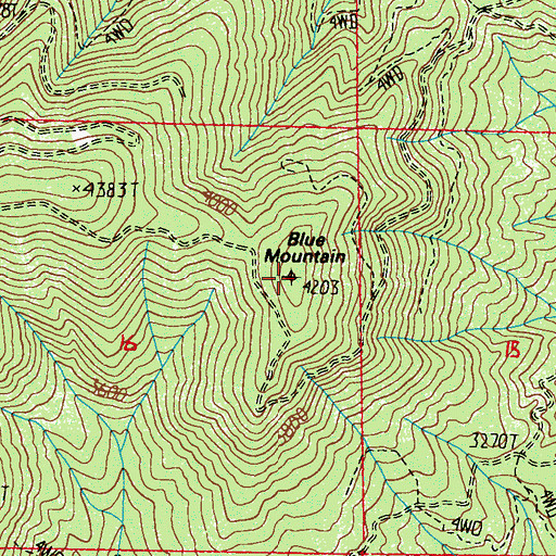 Topographic Map of Blue Mountain, WA