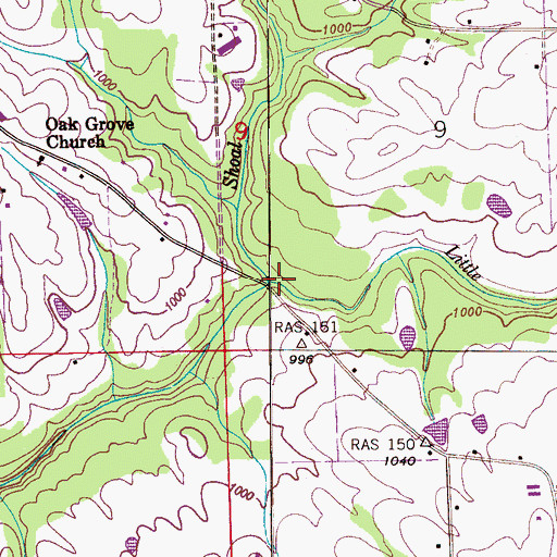 Topographic Map of Little Shoal Creek, AL