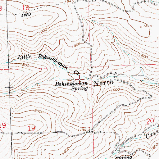 Topographic Map of Bohinkleman Spring, WA